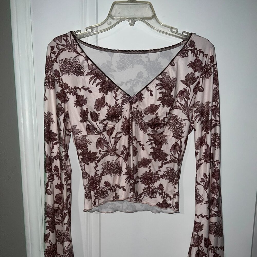 Ladies Long Sleeve Crop Top